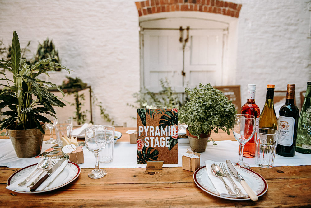 Long Wooden Tables Decor Decoration Chairs Pot Plants Greenery Foliage Rustic Silk Mill Wedding Andrew Brannan Photography