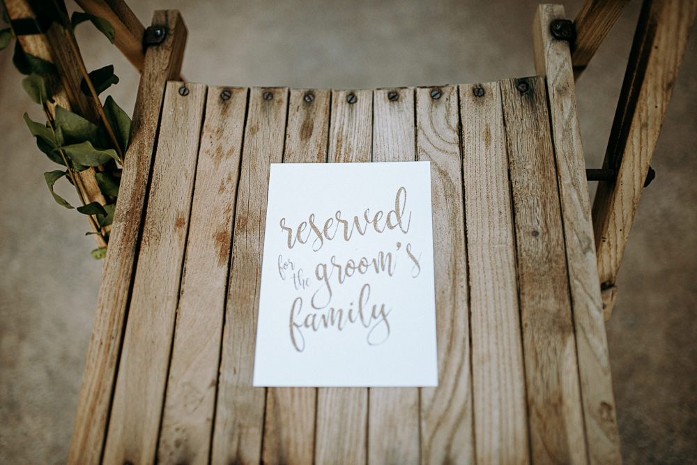 Reserved Seating Sign Chair Ceremony Silk Mill Wedding Andrew Brannan Photography