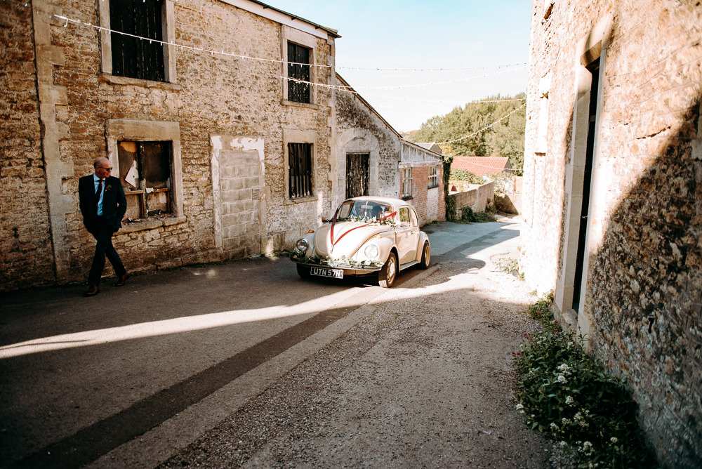 VW Beetle Car Transport Silk Mill Wedding Andrew Brannan Photography