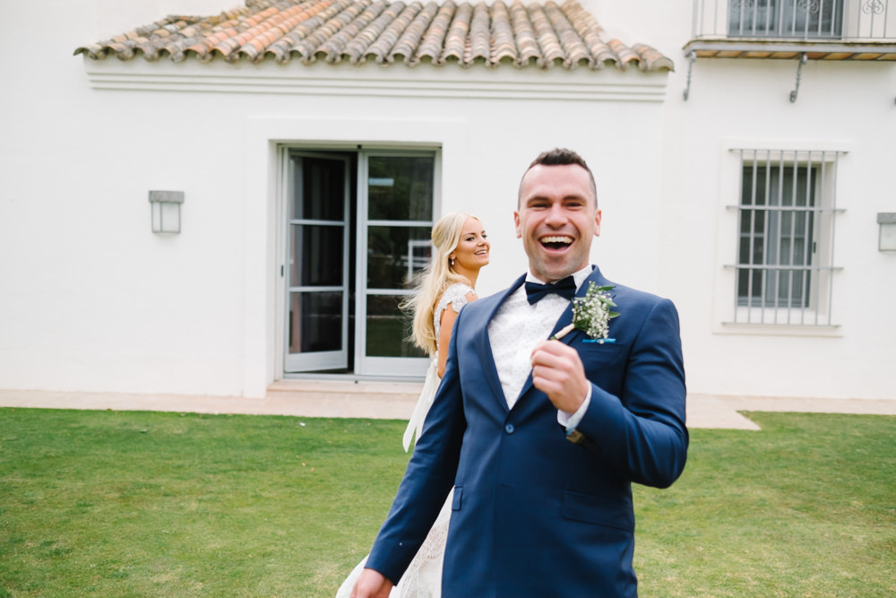 Groom Suit Navy Bow Tie Spain Destination Wedding Jesus Caballero Photography