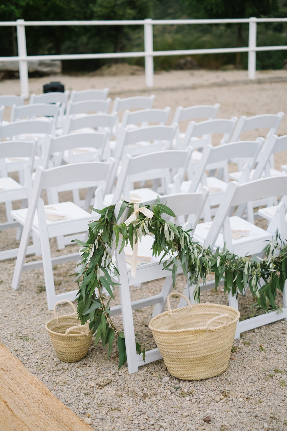 Chair Flowers Greenery Foliage Swag Garland Spain Destination Wedding Jesus Caballero Photography