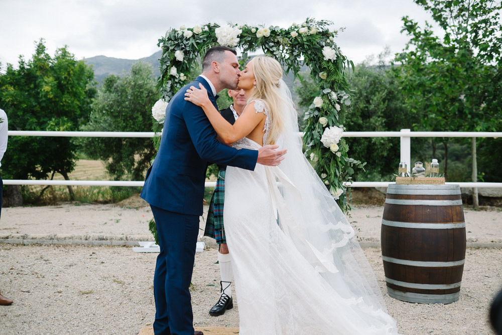 Greenery Foliage Flower Arch Ceremony Aisle Spain Destination Wedding Jesus Caballero Photography