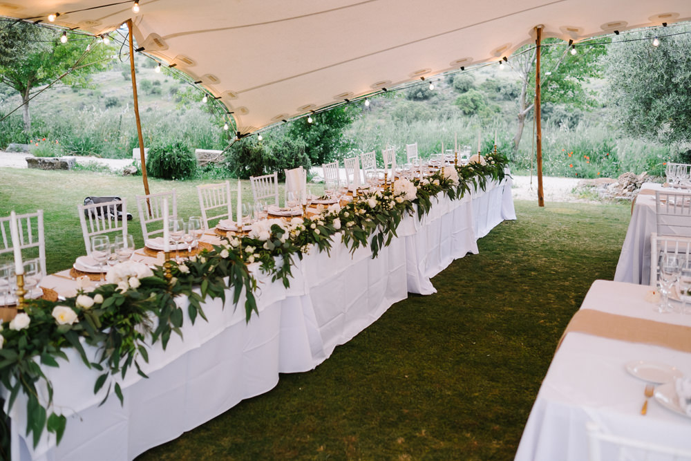 Stretch Tent Marquee Decor Long Tables Letter Lights Festoon Lights Lighting Spain Destination Wedding Jesus Caballero Photography