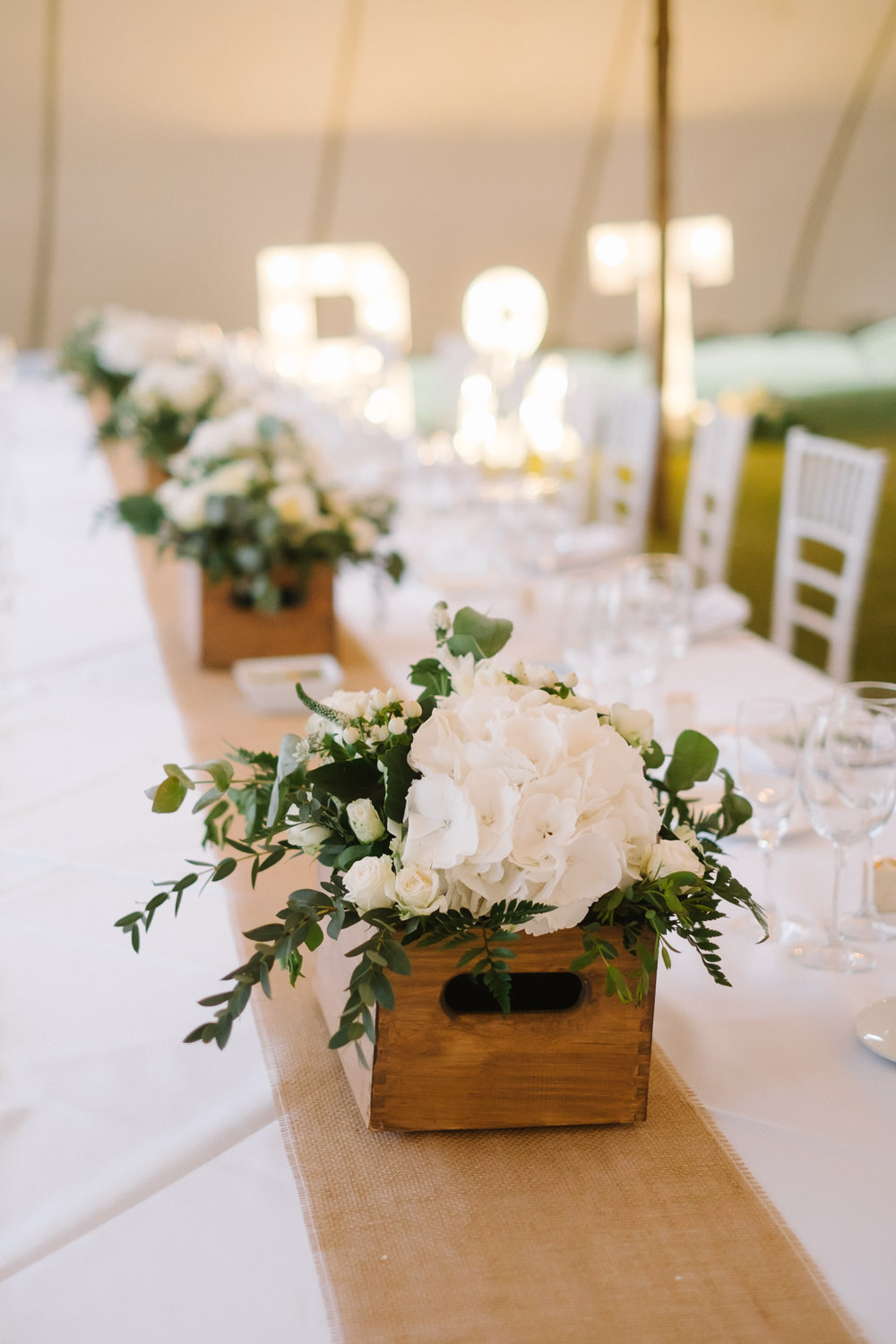 Crate Wooden Box Flowers Centrpiece Table Decor Hydrangea Rose Greenery Foliage Spain Destination Wedding Jesus Caballero Photography