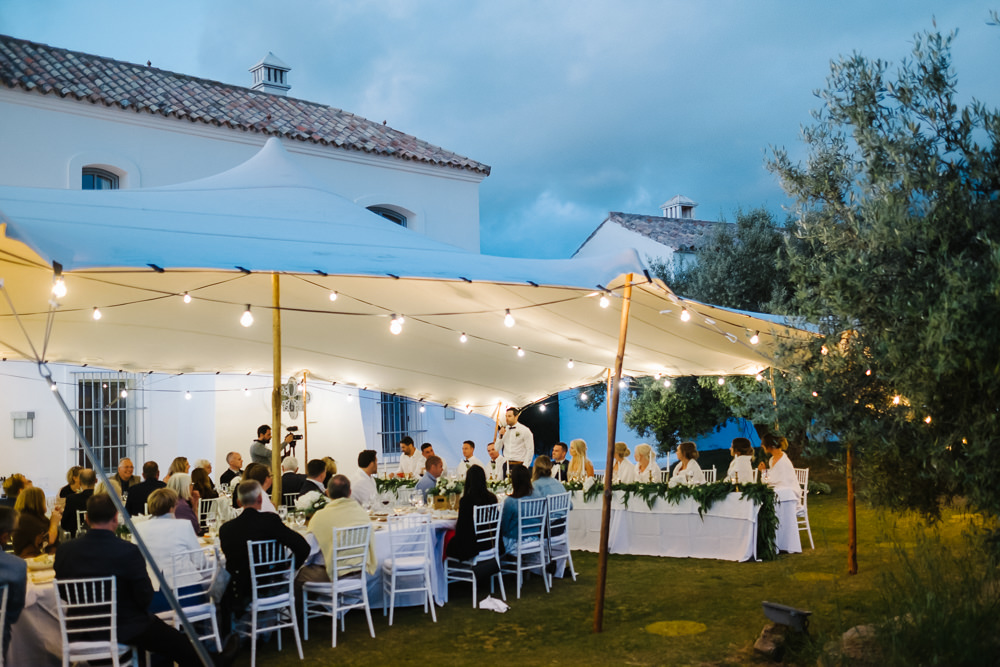 Open Side Stretch Tent Festoon Lights Lighting Spain Destination Wedding Jesus Caballero Photography