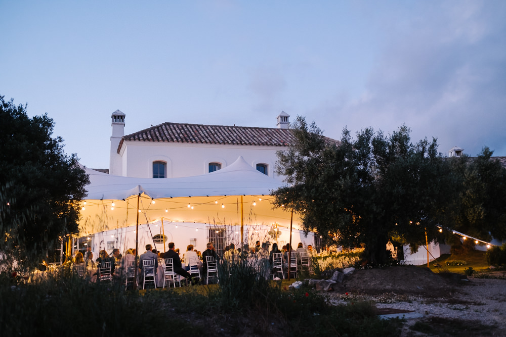 Open Side Stretch Tent Festoon Lights Lighting Spain Destination Wedding Jesus Caballero Photography