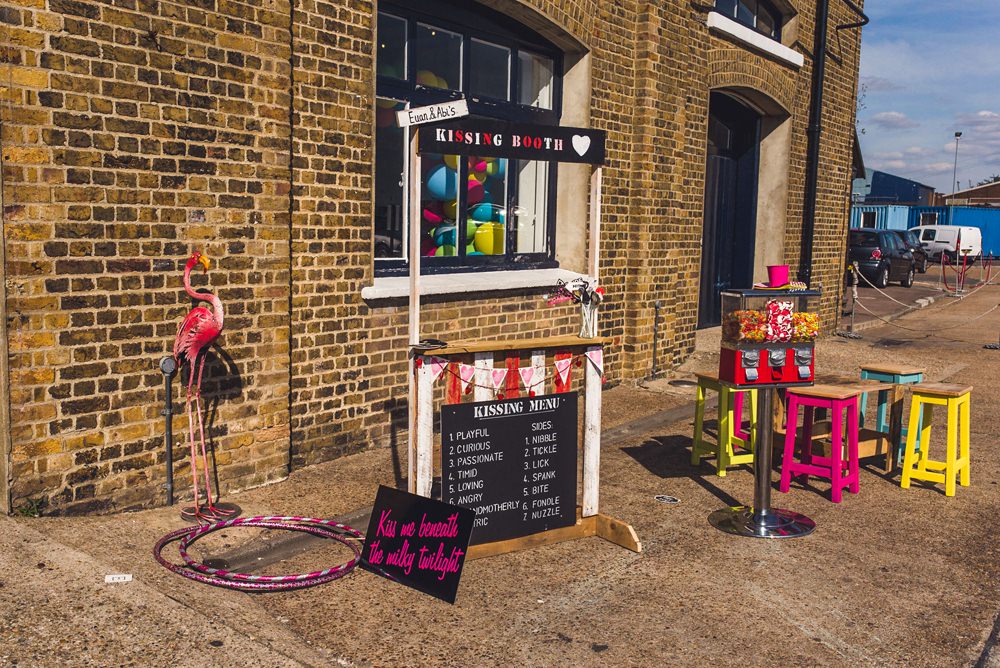 Kissing Booth Trinity Buoy Wharf Wedding Babb Photo