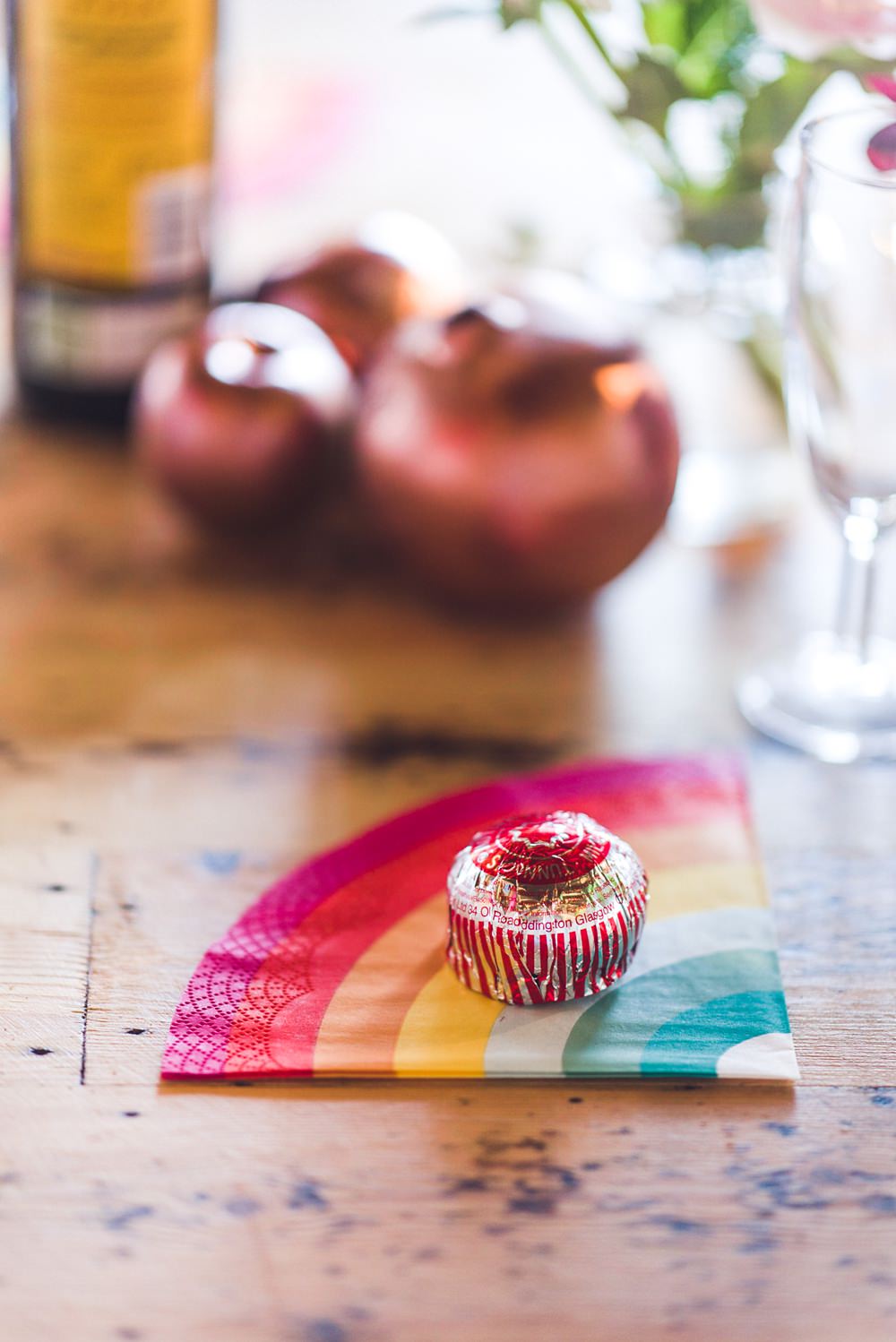 Rainbow Napkin Tea Cake Favour Trinity Buoy Wharf Wedding Babb Photo