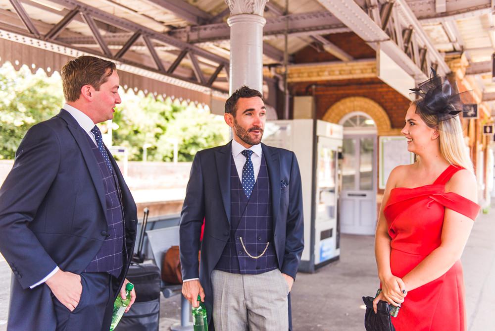 Groom Suit Navy Jacket Check Waistcoat Grey Trousers Trinity Buoy Wharf Wedding Babb Photo