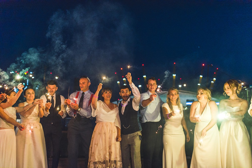 Sparklers Send Off Exit Trinity Buoy Wharf Wedding Babb Photo