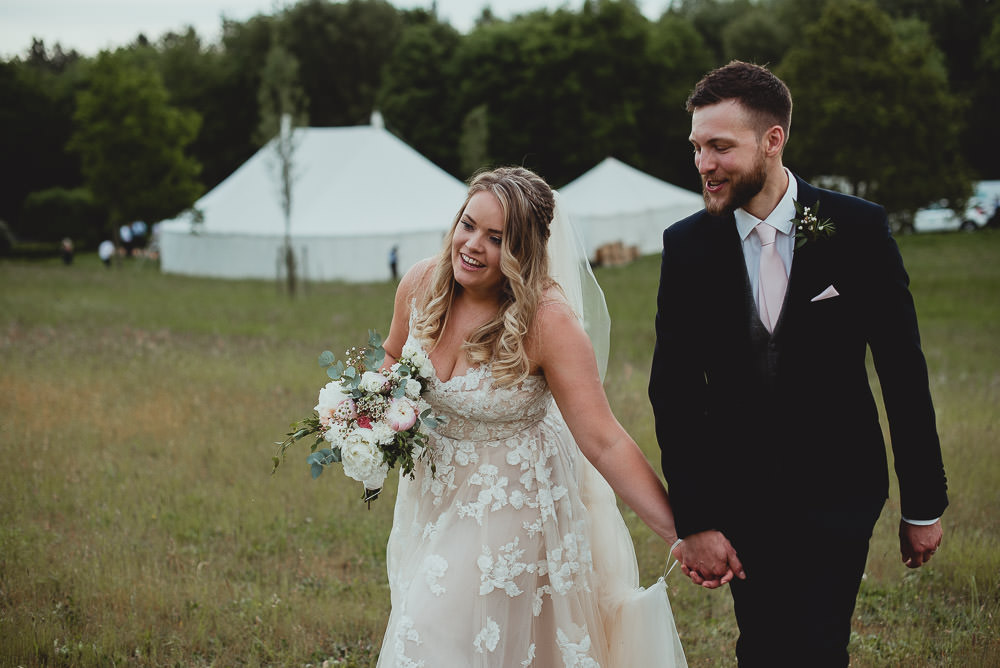 Bride Bridal Dress Gown Ellis Bridal Flower Embellishment Strappy A Line Three Piece Suit GroomWeekend Long Wedding Georgia Rachael Photography