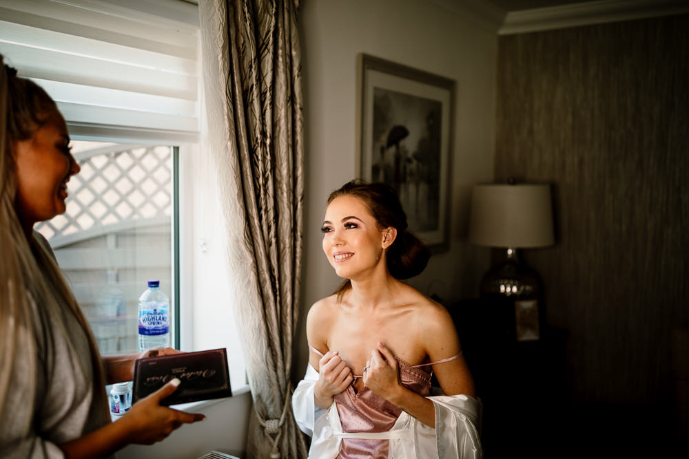 Bride Bridal Dressing Gown Robe Wharfedale Grange Wedding Hayley Baxter Photography