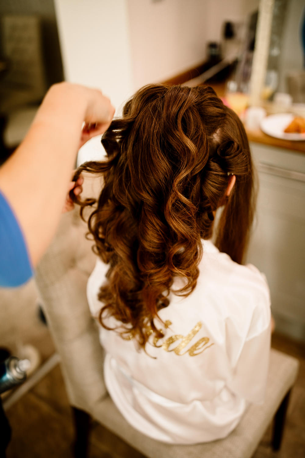 Bride Bridal Hair Curls Waves Wharfedale Grange Wedding Hayley Baxter Photography