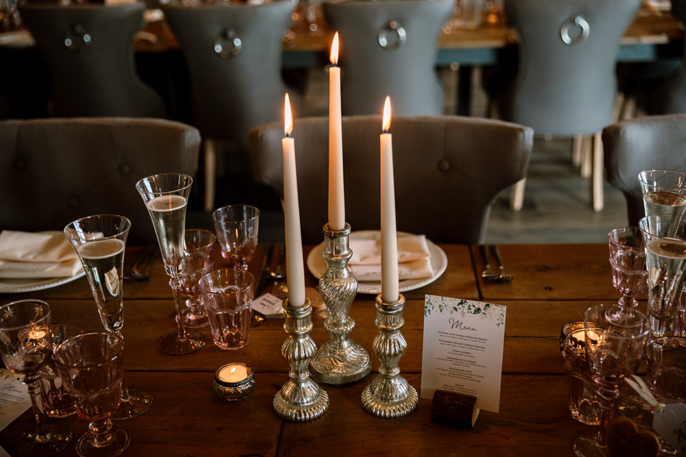 Candle Sticks Decor Wharfedale Grange Wedding Hayley Baxter Photography