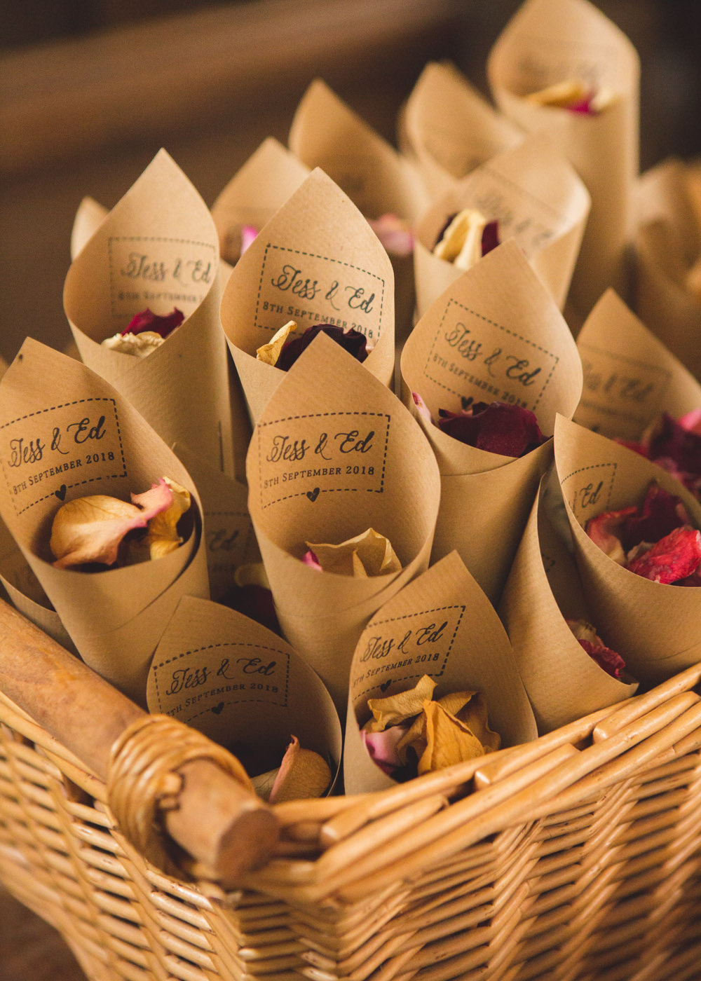 Confetti Cones Basket Petals Airbnb Wedding Pickavance Weddings