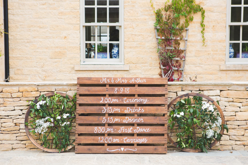Wooden Pallet Sign Signage Signs Order of Day Airbnb Wedding Pickavance Weddings
