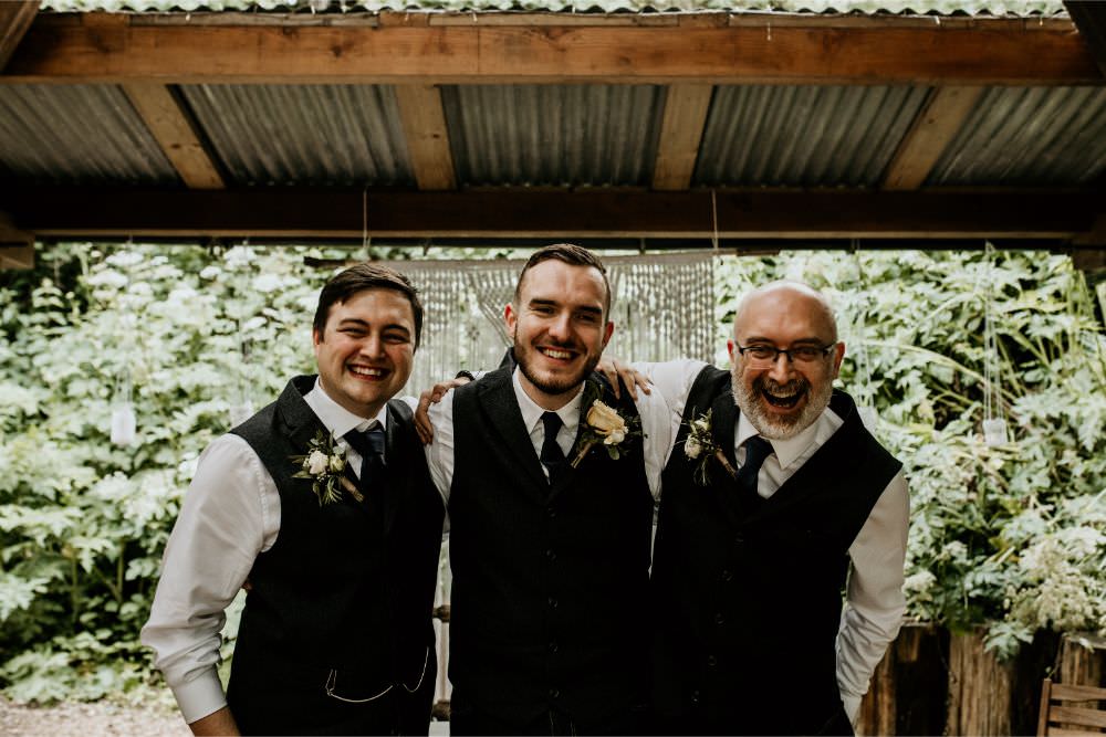 Groom Groomsmen Waistcoats Ties Jeans Arnos Vale Wedding Chloe Mary Photography