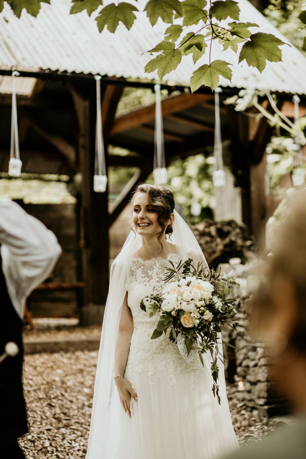 Bride Bridal Dress Gown Lace Tulle Veil Arnos Vale Wedding Chloe Mary Photography