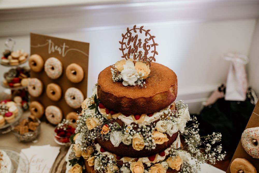 Naked Cake Flowers Topper Arnos Vale Wedding Chloe Mary Photography