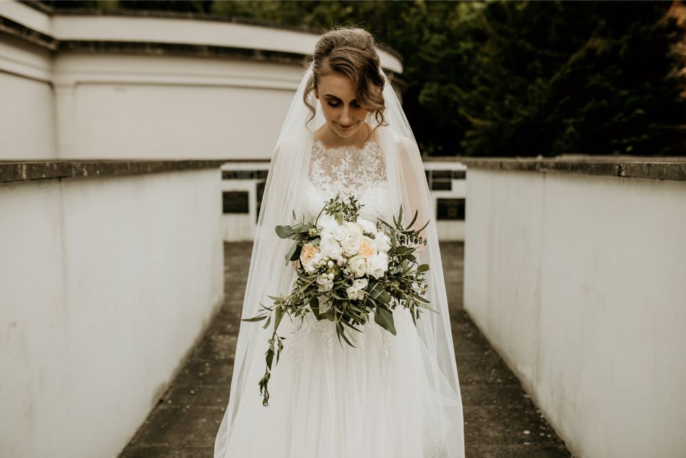 Bouquet Flowers Bride Bridal Rose Greenery Foliage Arnos Vale Wedding Chloe Mary Photography