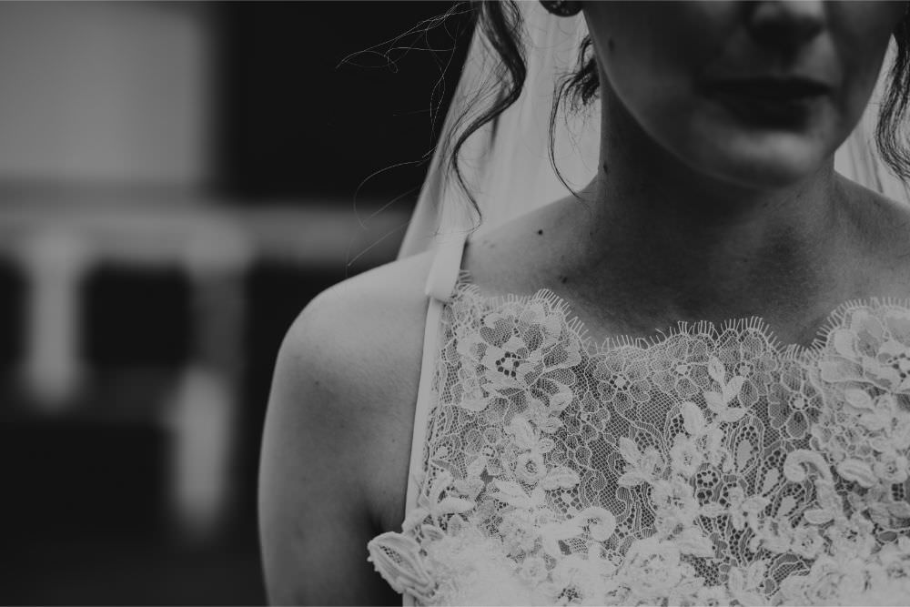 Bride Bridal Dress Gown Lace Tulle Veil Arnos Vale Wedding Chloe Mary Photography