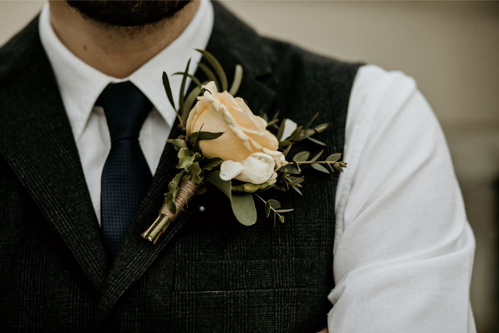 Groom Buttonhole Rose Arnos Vale Wedding Chloe Mary Photography