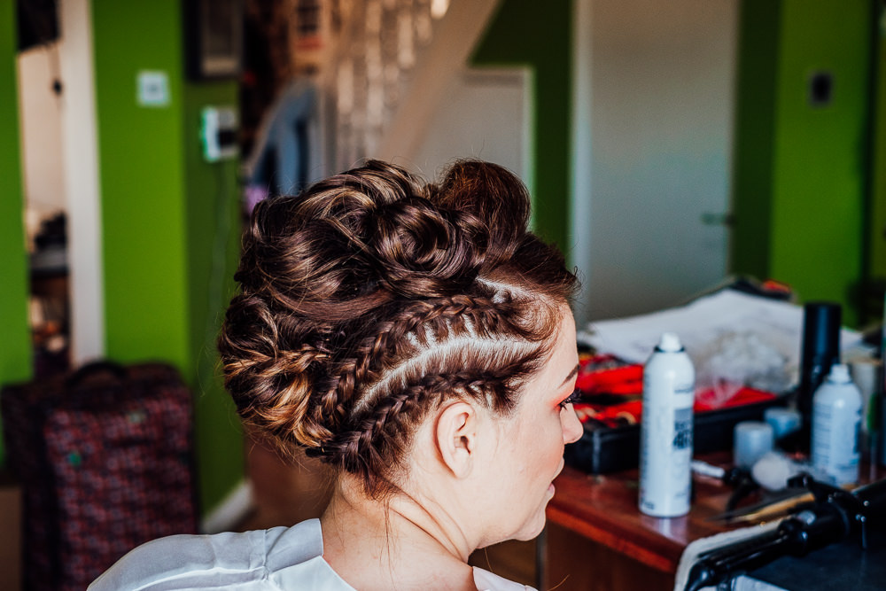 Bride Bridal Hair Style Up Do Mohawk Plait Braid Glitter Stars Big Top Wedding Anna Pumer Photography