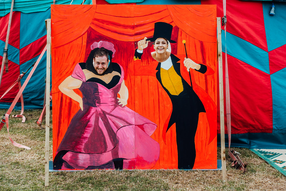 Cut Out Board Photobooth Circus Fairground Greatest Showman Big Top Wedding Anna Pumer Photography