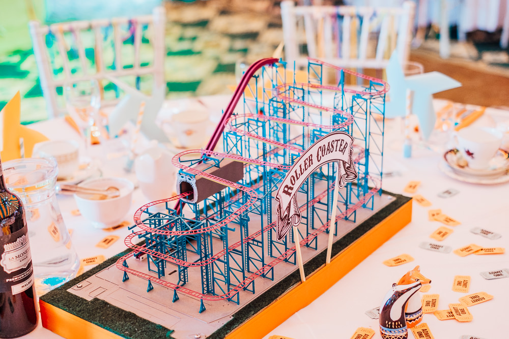 Fairground Ride Centrepieces Cut Out Decor Decoration Tables Big Top Wedding Anna Pumer Photography