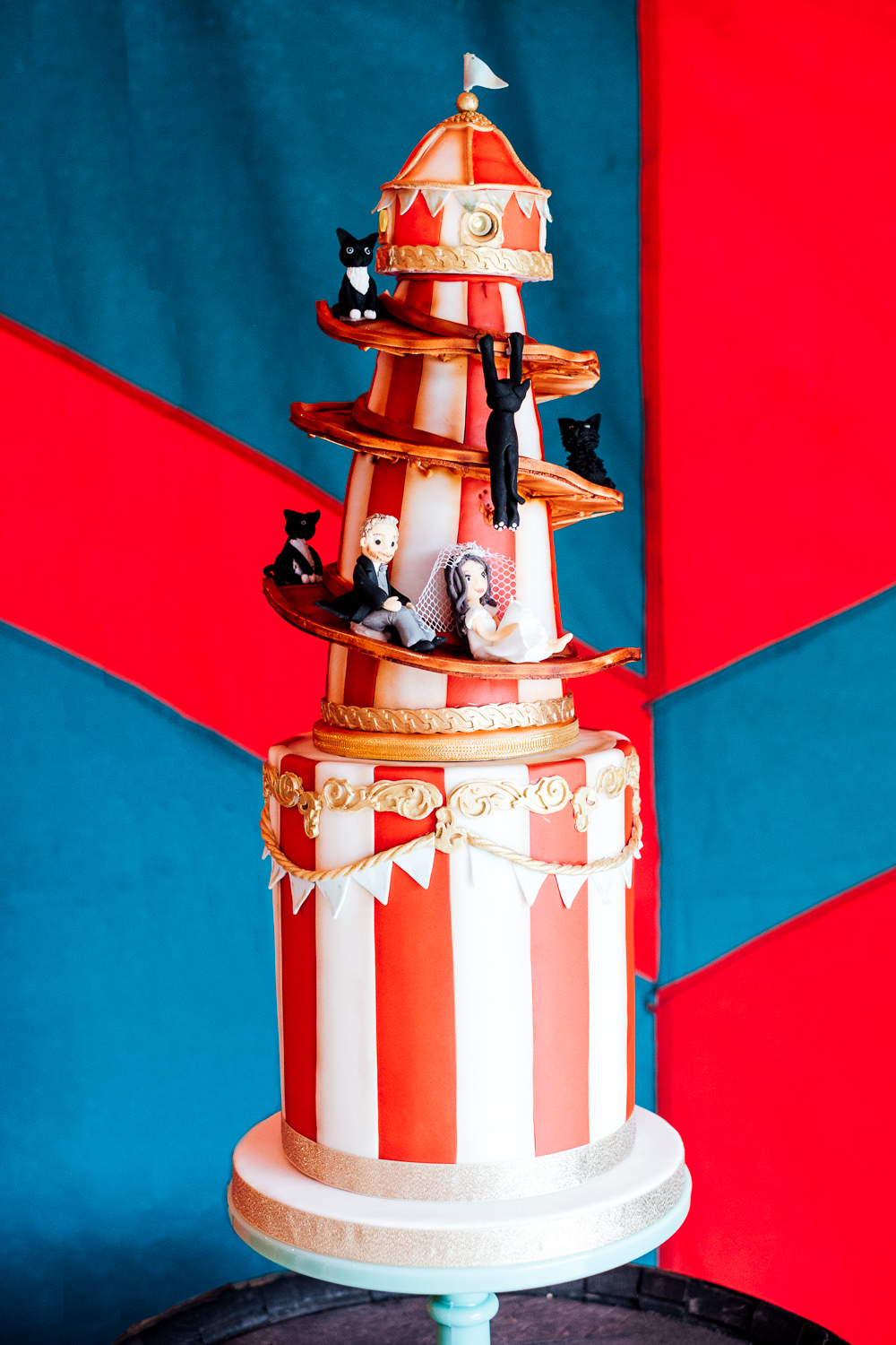 Helter Skelter Cake Cats Circus Greatest Showman Fair Fairground Big Top Wedding Anna Pumer Photography