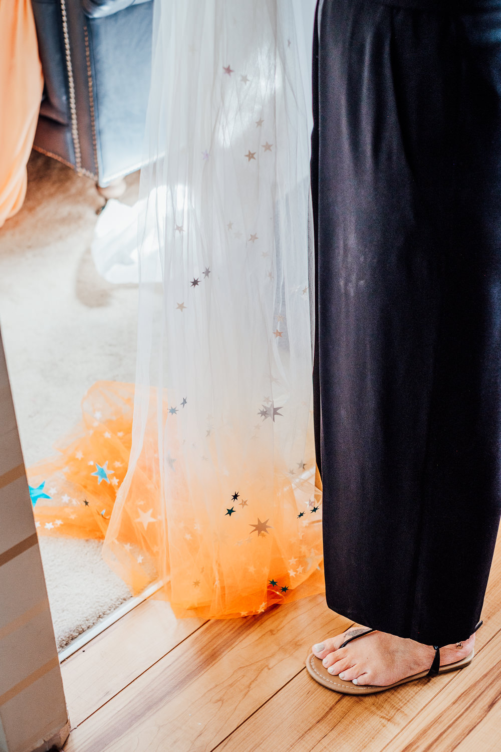 Bride Bridal Veil Ombre Orange Stars Big Top Wedding Anna Pumer Photography