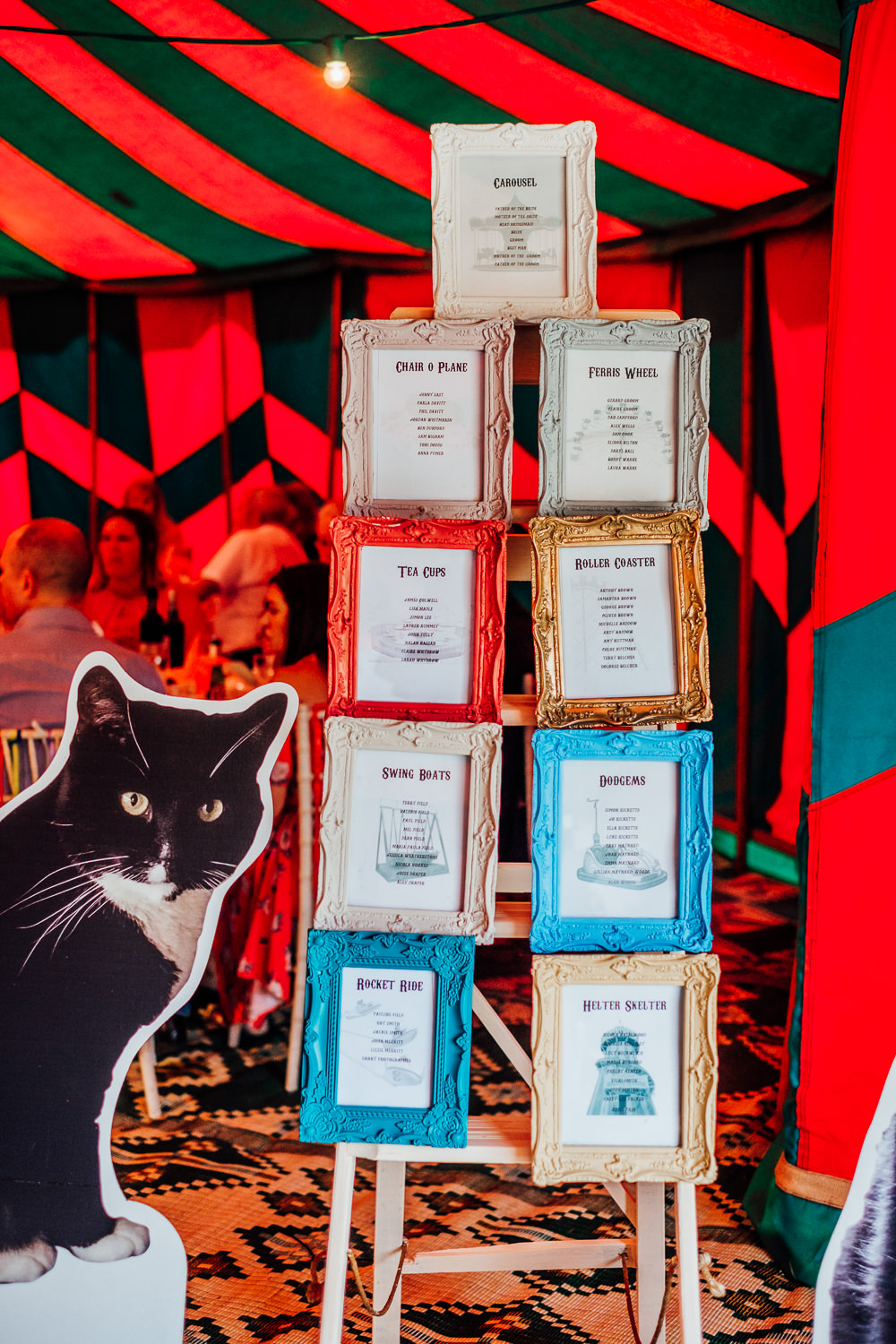 Frames Seating Plan Table Chart Cut Out Cats Boards Big Top Wedding Anna Pumer Photography