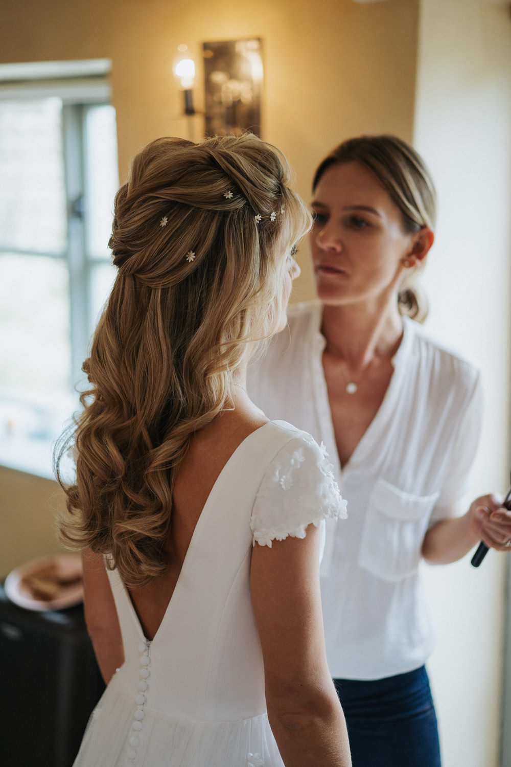 Bride Bridal Hair Style Half Up Half Down Pins Do Boho Country Wedding Kit Myers Photography
