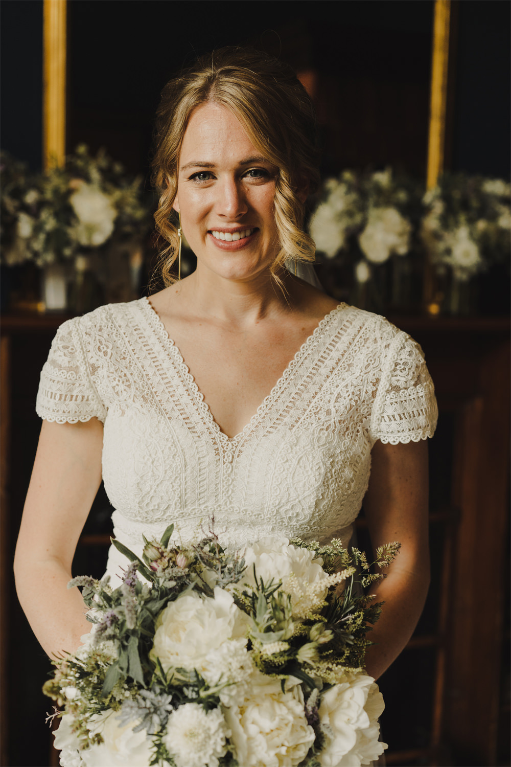 Bouquet Flowers Bride Bridal White Peony Peonies Foliage Greenery Cambo Estate Wedding Anna Urban Wedding Photography