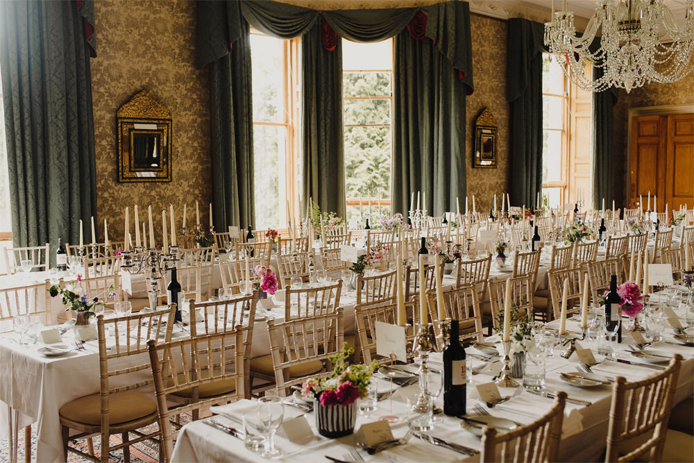 Long Tables Decor Candlesticks Flowers Cambo Estate Wedding Anna Urban Wedding Photography
