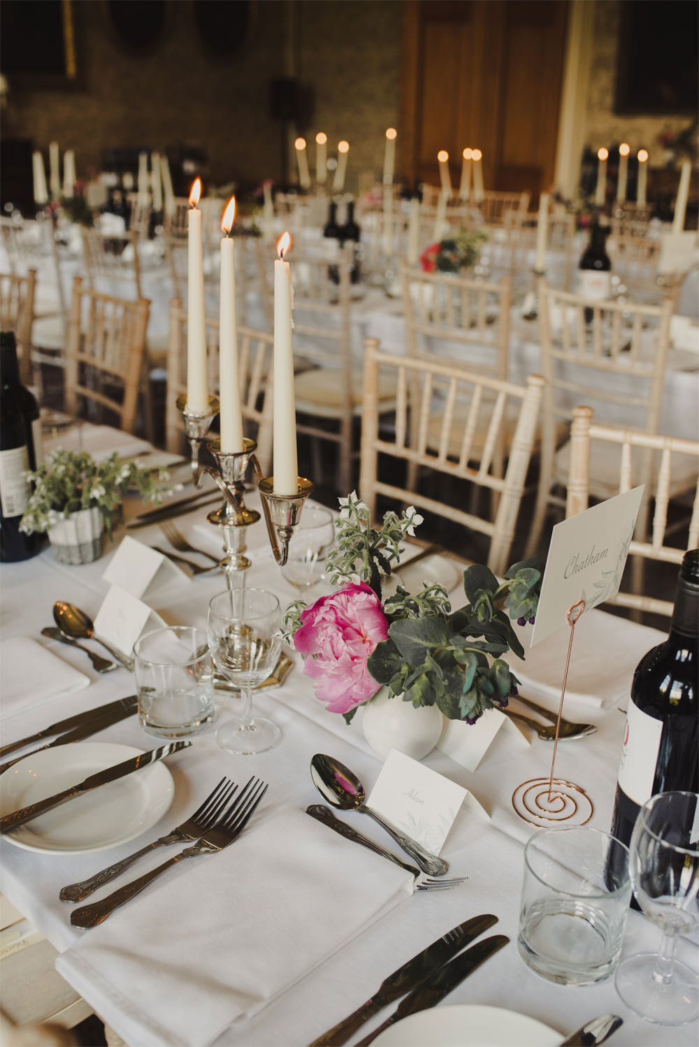 Long Tables Decor Candlesticks Flowers Cambo Estate Wedding Anna Urban Wedding Photography