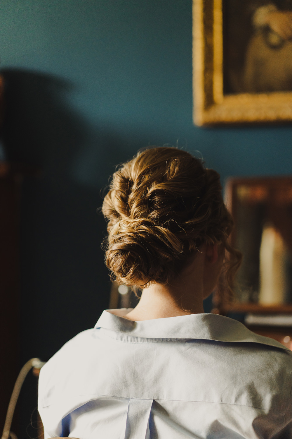 Bride Bridal Hair Style Up Do Bun Chignon Cambo Estate Wedding Anna Urban Wedding Photography