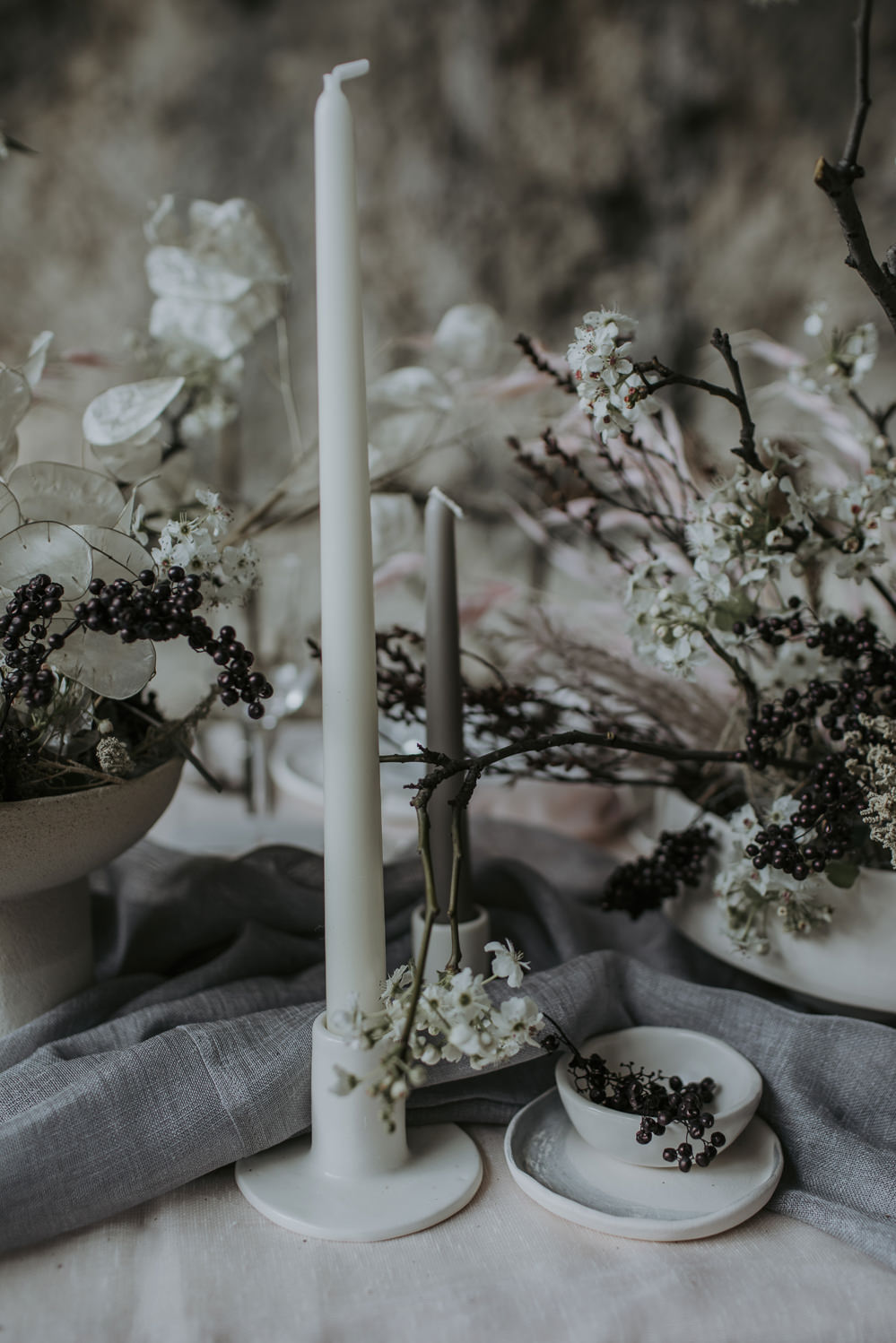 Tablescape Table Decor Candles Branches Natural Wild Neutrals Linen Flowers Cave Wedding Ideas Vanessa Illi Photographer