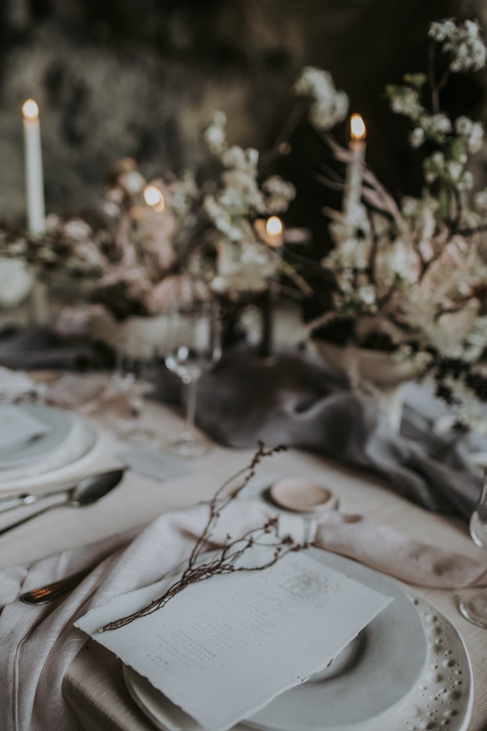 Place Setting Decor Menu Twig Plates Ceramic Tableware Napkin Natural Wild Neutrals Cave Wedding Ideas Vanessa Illi Photographer
