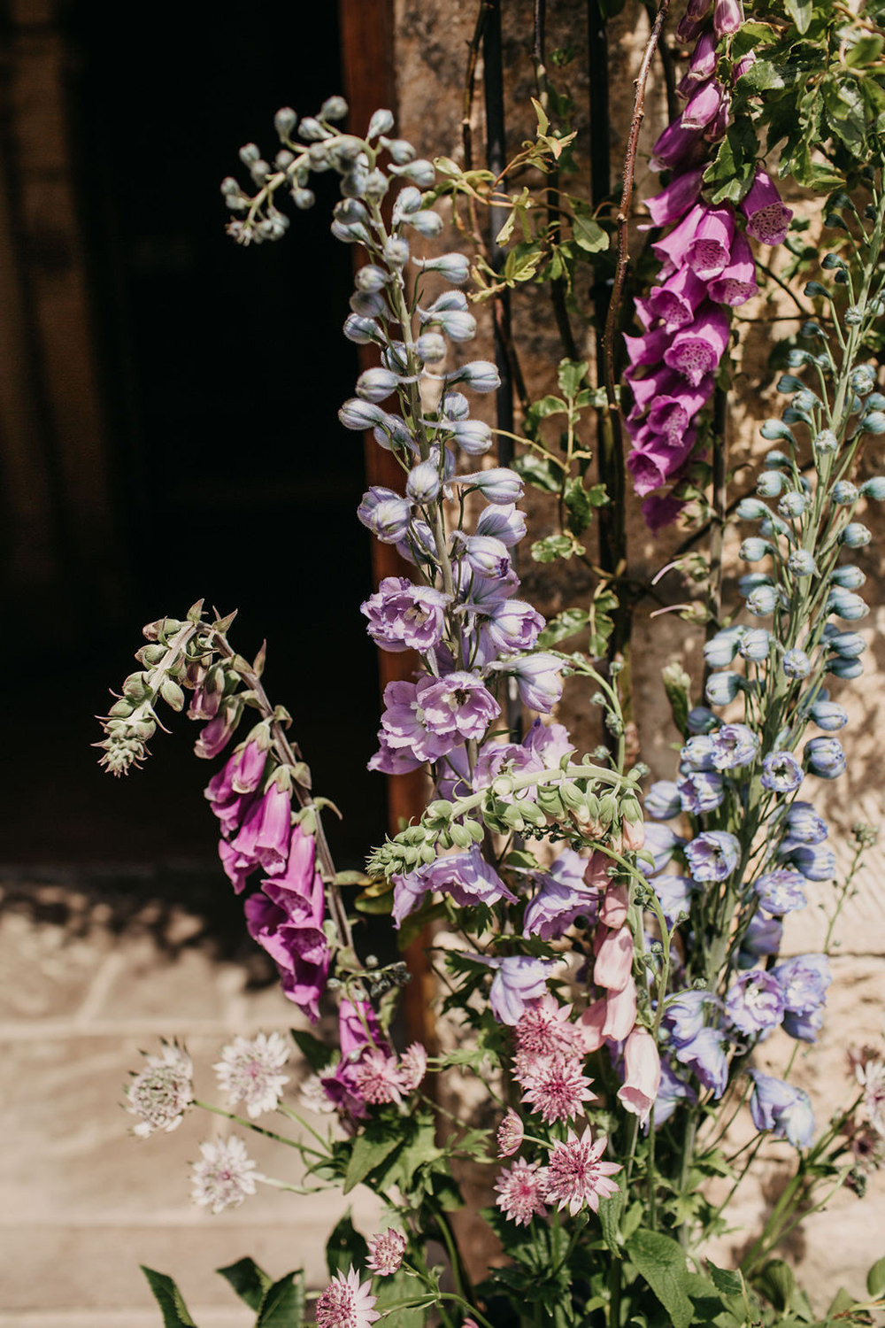 Foxgloves Flowers Arrangement Church Celeste Marquee Wedding Sarah Longworth Photography