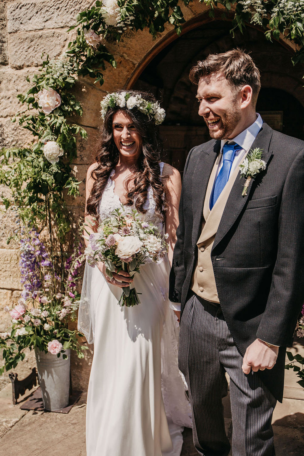 Flower Arch Church Door Entrance Flowers Florals Pink Peony Celeste Marquee Wedding Sarah Longworth Photography