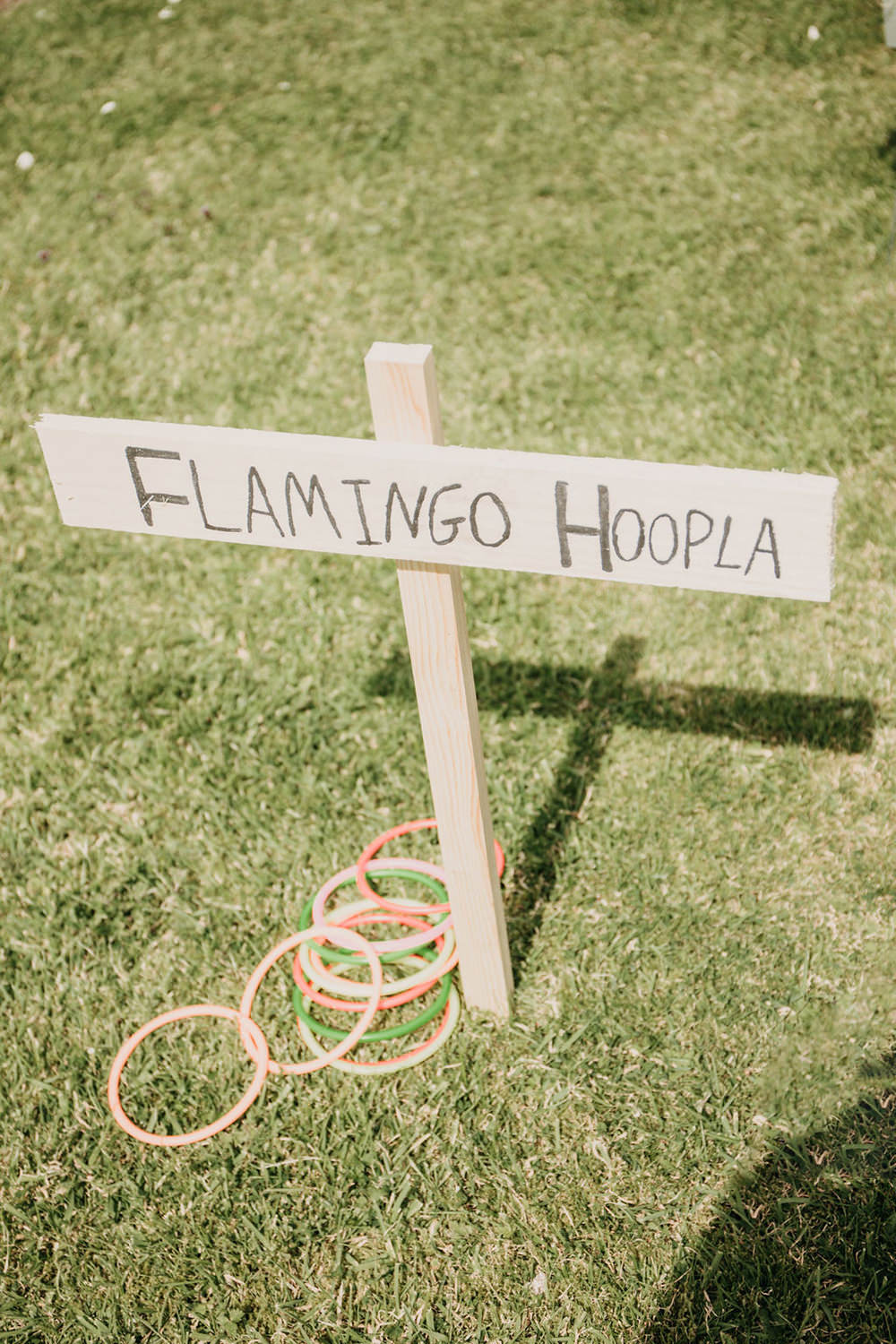 Flamingo Hoopla Wooden Sign Signage Signs Celeste Marquee Wedding Sarah Longworth Photography