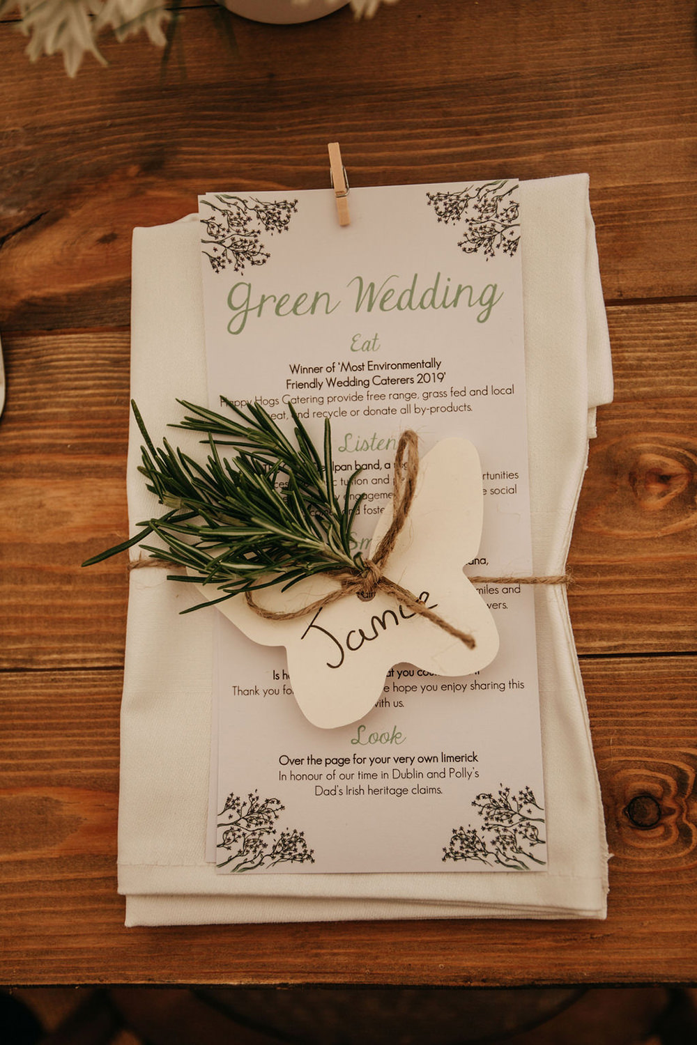 Place Setting Decor Stationery Rosemary Twine Place Name Tag Celeste Marquee Wedding Sarah Longworth Photography