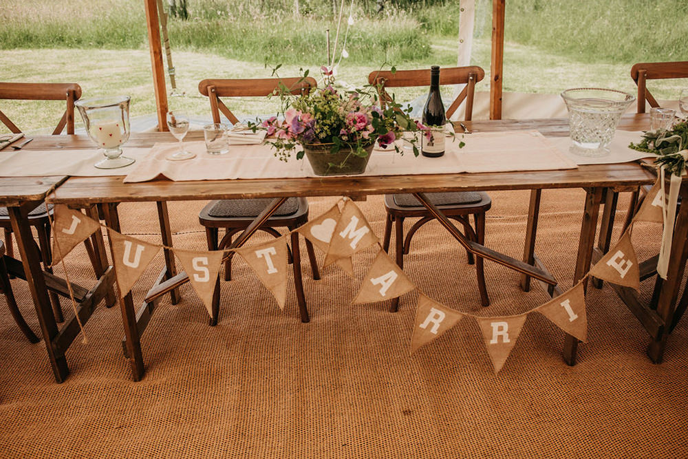 Top Table Bunting Celeste Marquee Wedding Sarah Longworth Photography