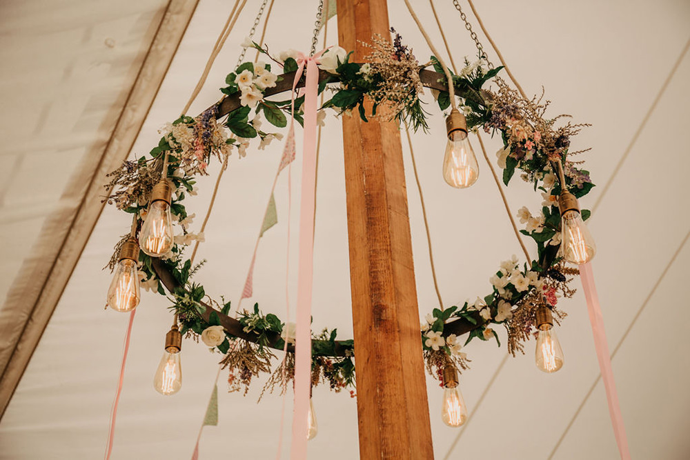 Pole Tent Greenery Foliage Hoop Lights Celeste Marquee Wedding Sarah Longworth Photography
