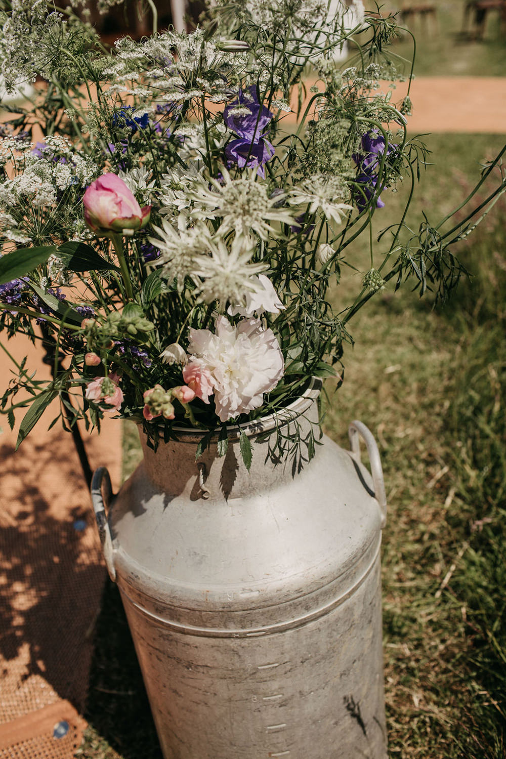 Milk Churn Flowers Celeste Marquee Wedding Sarah Longworth Photography