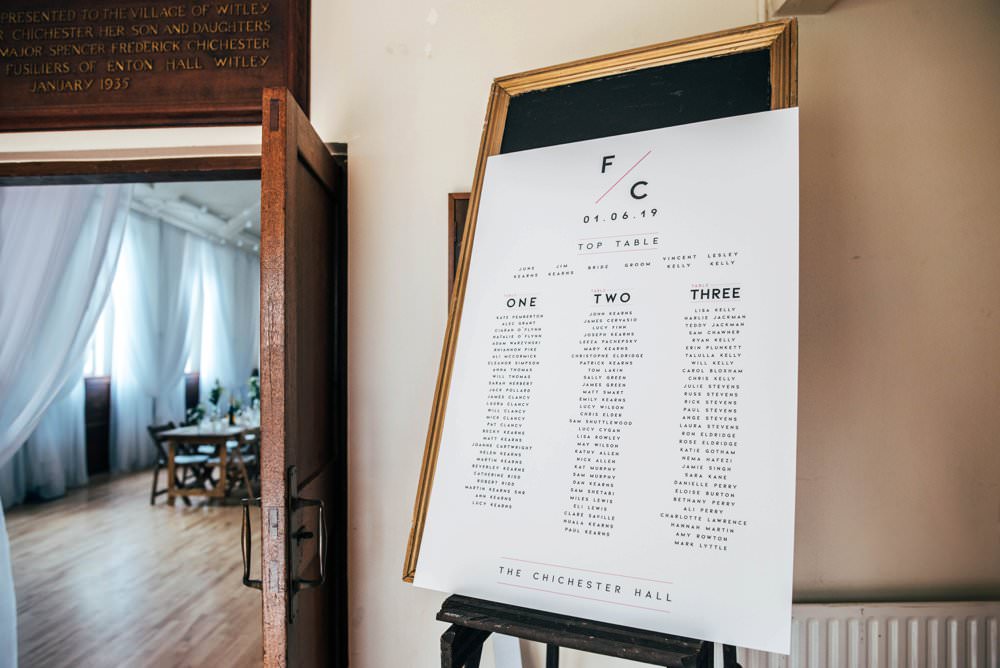 Seating Plan Table Chart Modern Graphic Chichester Hall Wedding Three Flowers Photography