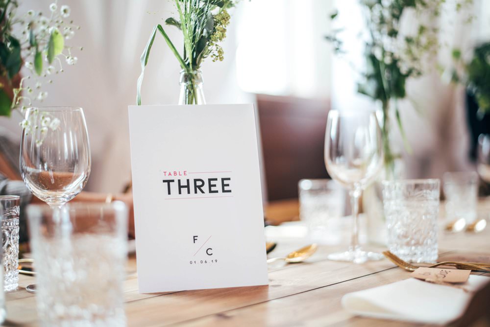 Modern Graphic Table Names Numbers Chichester Hall Wedding Three Flowers Photography