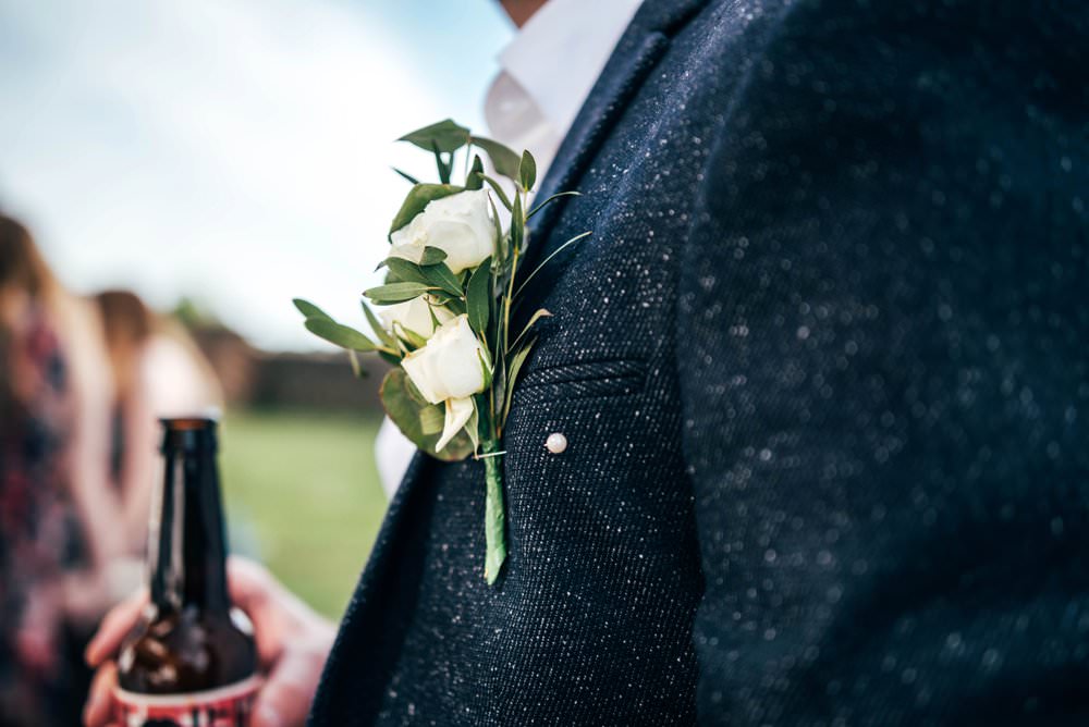 Groom Buttonhole Flowesr Chichester Hall Wedding Three Flowers Photography