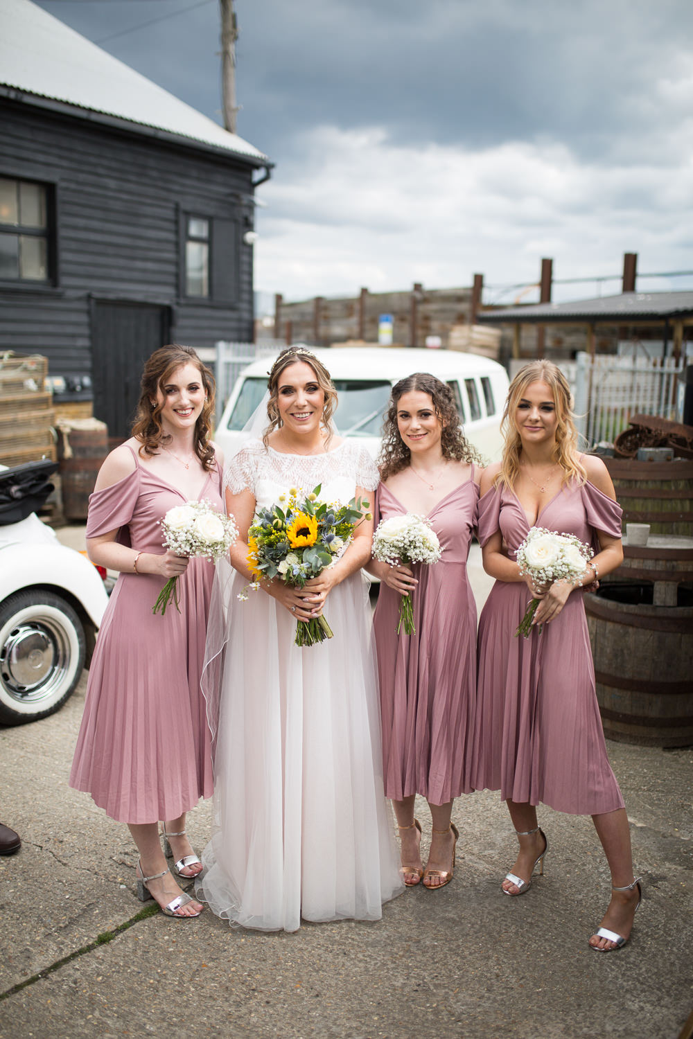 Bride Bridal Separates Lace Cap Sleeve Pink Bridesmaids Drop Sleeve Bouquets East Quay Wedding Florence Berry Photography